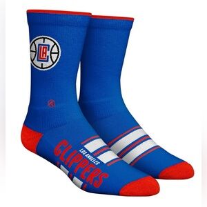 Rock'em Socks LOS ANGELES CLIPPERS Gametime Stripe (Knitted) Sz. XL 9-13